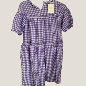 NEW Compania Purple Gingham Ruffle Dress